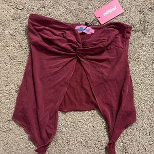 Edikted Burgundy Twist Front Top